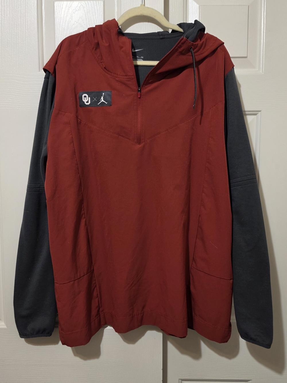 Nike Jordan Oklahoma Sooners Player Issued Half Zip Hooded Jacket Jonah